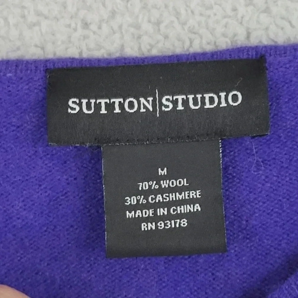 Purple Sutton Studio Wool & Cashmere Blend Long Sleeve Womens Sweater M  11PT - Picture 4 of 6